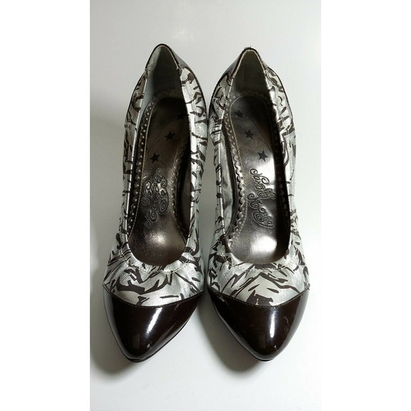 Naughty Monkey Heels 9.5 Brown Silver 3.5" Heel - Picture 9 of 12